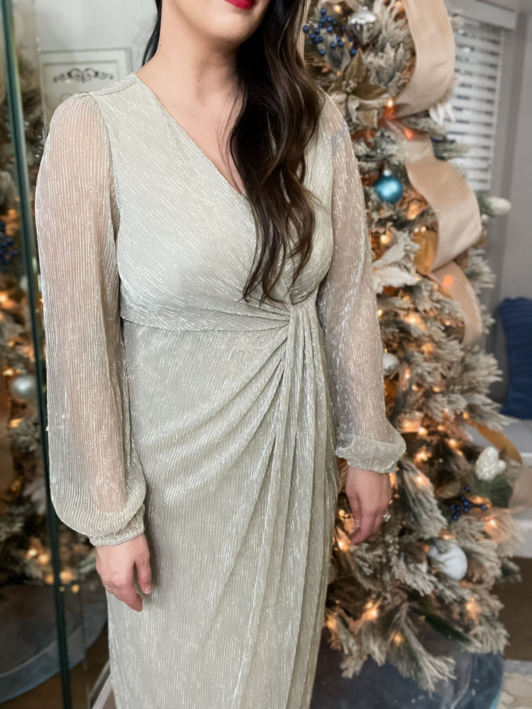 Leona Wrapped Glittered Midi Dress