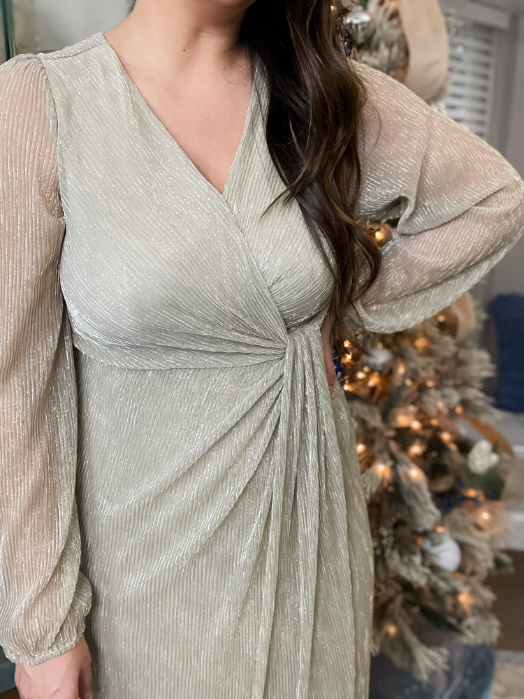 Leona Wrapped Glittered Midi Dress