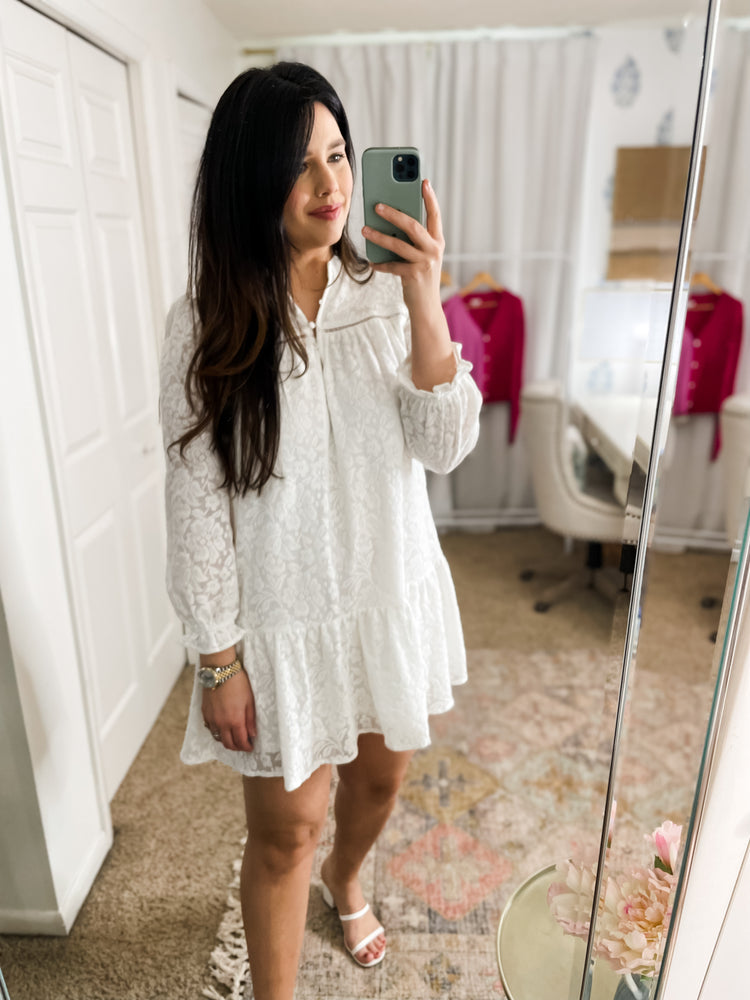 Crazy in Love White Lace Shift Dress