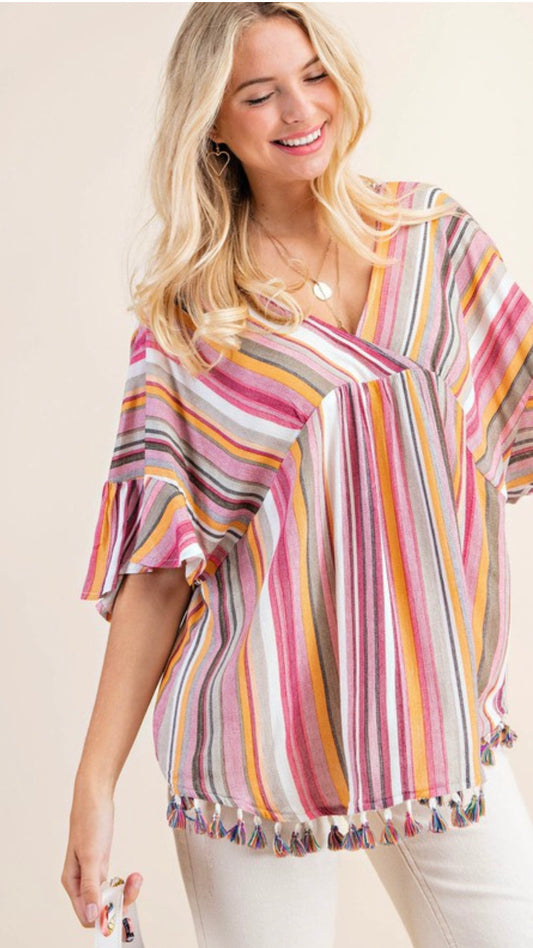 Over the Rainbow Stripped Blouse | FINAL SALE |